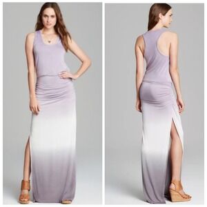 Young Fabulous & Broke Mel Ombre Blouson Maxi Dress Slit Purple White Size Large